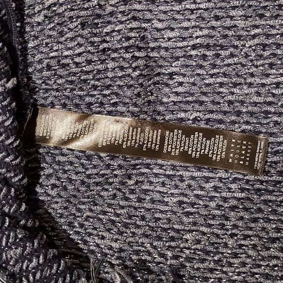 NWOT Women's White House Black Market Size M Blue Metallic Knit Fringe Sweater - Picture 8 of 11